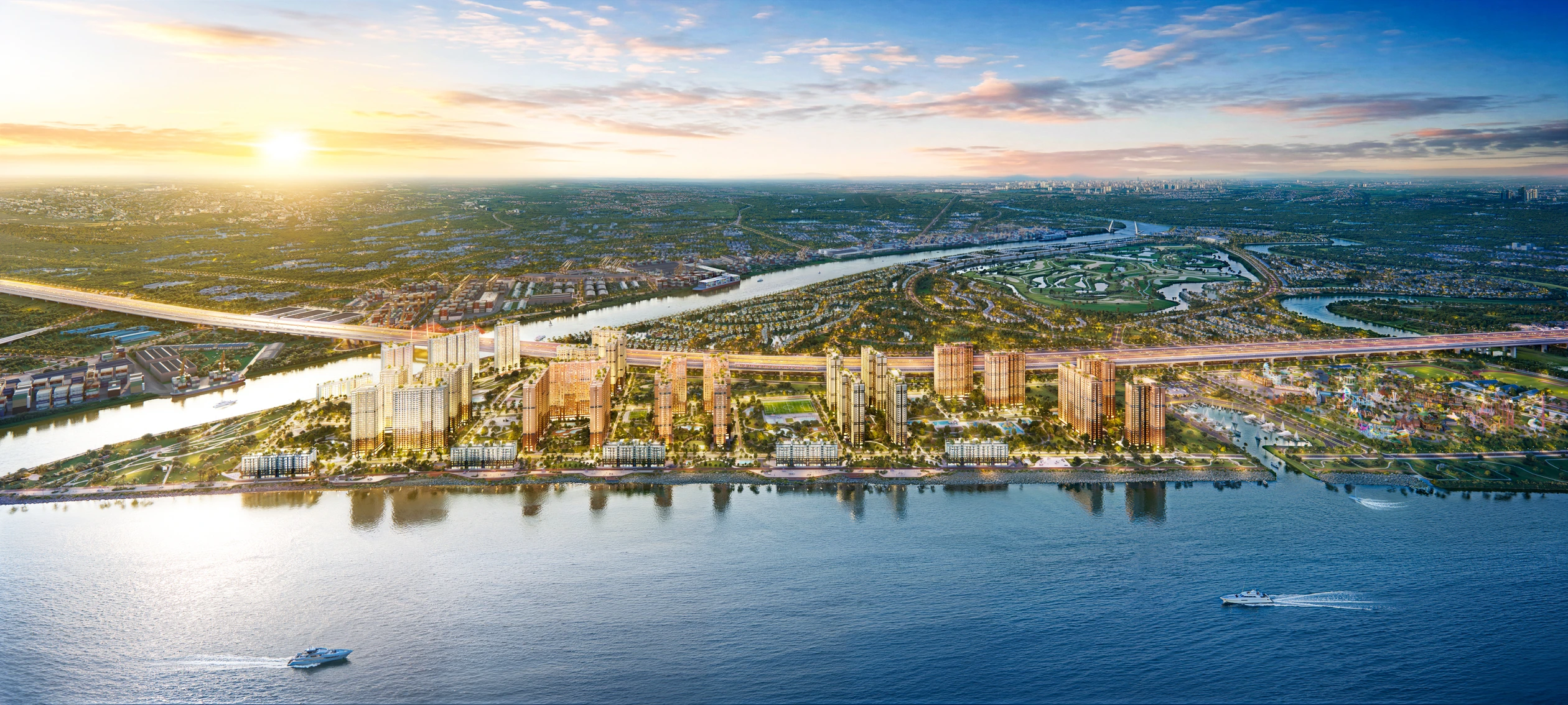 Phối cảnh mặt sông của khu đô thị đảo The Harbor Skyline