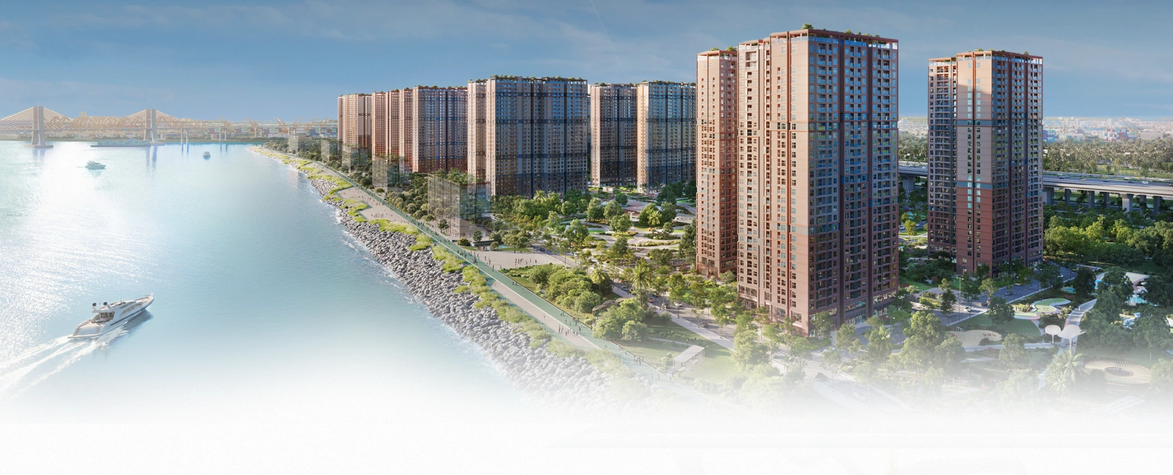 Phối cảnh các tòa căn hộ ven sông